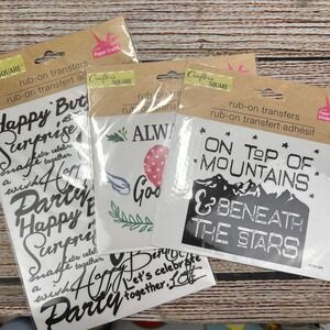 Crafter's Square Rub-On Transfers 3 Pack Mountain Heart‎ Sentiments